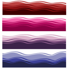 Abstract Wavy Bottom Edge Banner Set – Colorful Curvy Design Elements on Transparent Background