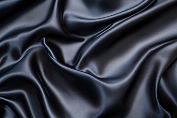 Fototapeta premium Luxurious dark gray satin fabric with elegant folds and soft sheen. Smooth, sophisticated texture.