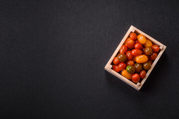 Tomatoes of different colors as a vegetable meal