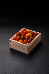 Tomatoes of different colors as a vegetable meal