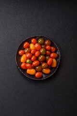 Tomatoes of different colors as a vegetable meal