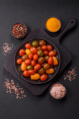Tomatoes of different colors as a vegetable meal