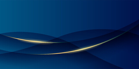 sleek dark blue background with smooth, golden light streaks curving across, creating an elegant and modern abstract design.