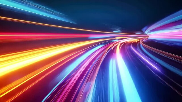 Dynamic Light Trails in Vibrant Colors Creating Motion Illusion