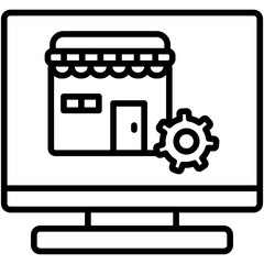 Automation Retail Line Icon, Automation Retail Icon, Smart Shopping, AI & Robotics Vector Icon