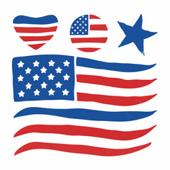 Fototapeta premium Celebrate patriotism with artistic USA flag illustrations, perfect for holiday decorations and themed artwork.