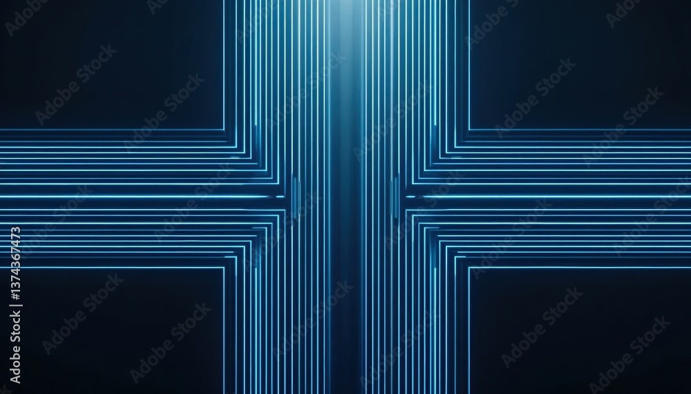 Poster dynamic blue lines forming abstract patterns in a futuristic digital space technology environment hi
