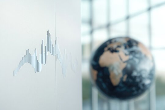 graph showing ascending lines of educational investment on wall indicating growth in economic opportunity with blurred