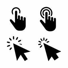 Hand and Cursor Click Icon Vector Design set.