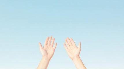 hands extended in appreciation with warm expressions suggesting gratitude photographed against clear blue sky