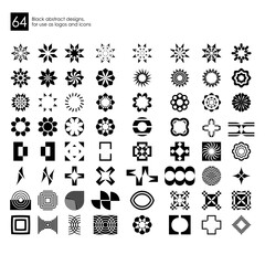 Abstract Geometric Logos & Icons Vector Collection – Y2K, Bauhaus, Brutalist, 64 Piece High Quality Minimalist Set 