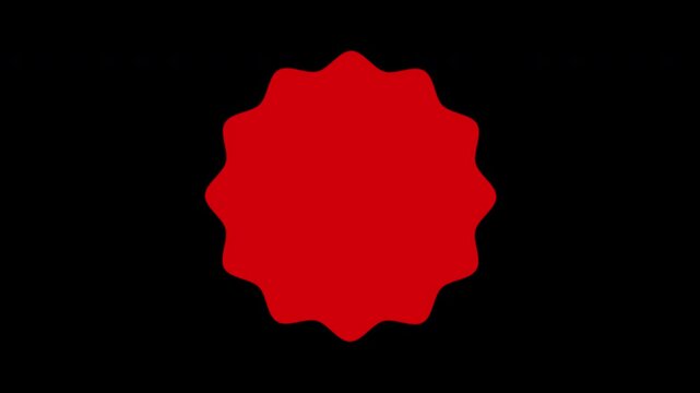 Blank promo sale sticker red starburst star label rotating. Promo sticker label icon. Star price tag or quality mark badge. 4K Alpha background. Seamless loop.