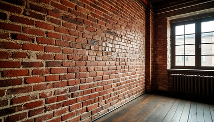 Room Interior with Exposed Brick Walls and Wooden Floors