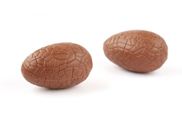chocolate eggs on white background