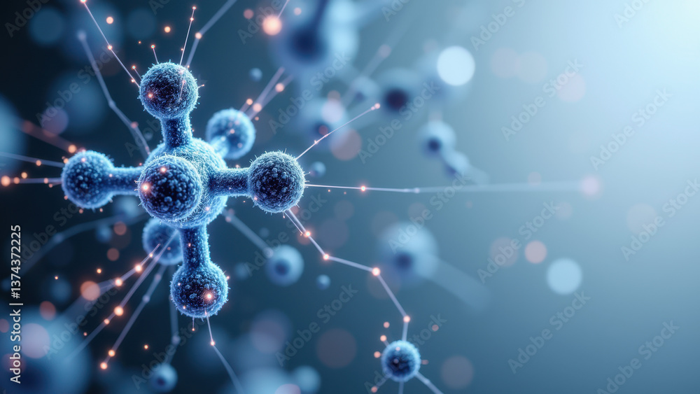 Aufkleber high-resolution microscopic view of a glp1 molecule with highlighted atoms and bonds, emphasizing it
