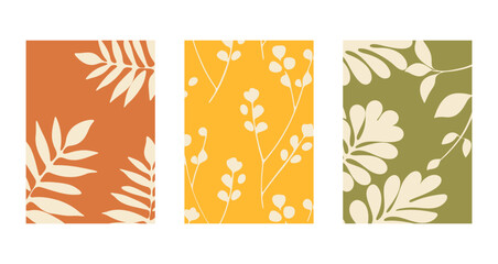 Set of Floral trendy backgrounds, floral botanic design templates, modern art prints, posters and placard