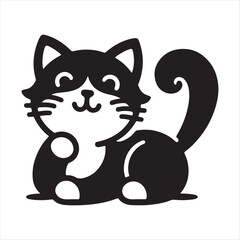 Happy cat silhouette vector illustration