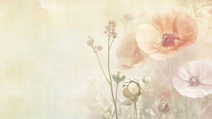 Floral arrangement with soft colors and vintage background in a tranquil setting during springtime