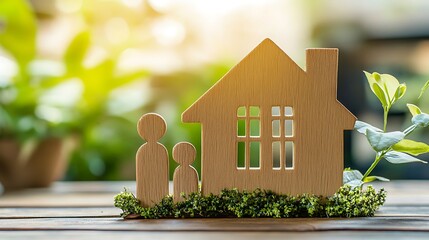 Family and house model security protection and health insurance the concept of family home protection health care day house insurance