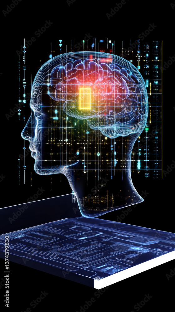 Poster visualization of patient experiences with advanced neural implants in futuristic healthcare settings