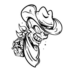 Cartoon vector illustration of an alien cowboy sheriff