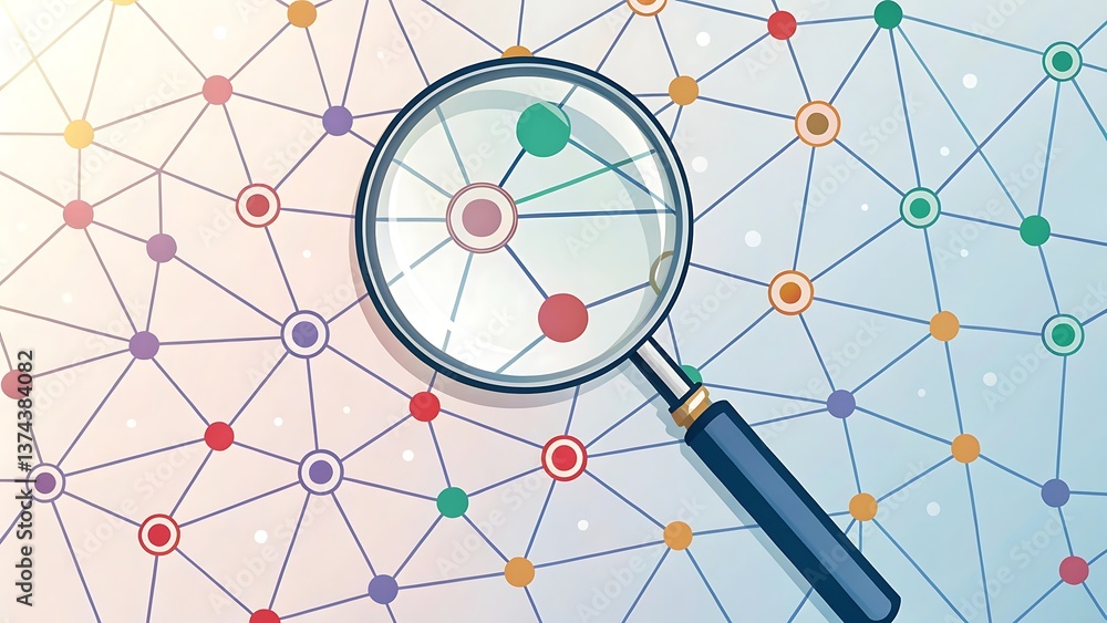 Aufkleber exploring network connections: a visual representation of relationships, discoveries, and insights w