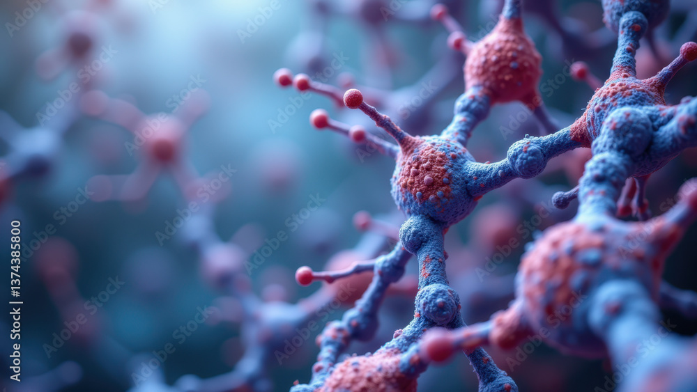 Aufkleber high-resolution microscopic view of a brain neural network with labeled glp-1 receptors.