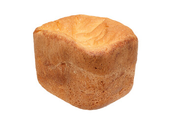 Collapsed or sunken bread loaf isolated on white