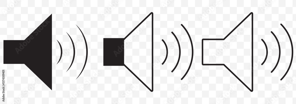Aufkleber speaker icon set. volume icon vector. loudspeaker icon vector. sound symbol in stroke on transparent