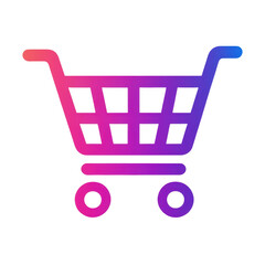 Shopping Cart Icon: A digitally created, vividly colored shopping cart icon, radiating energy, perfect for e-commerce, shopping, and consumerism.