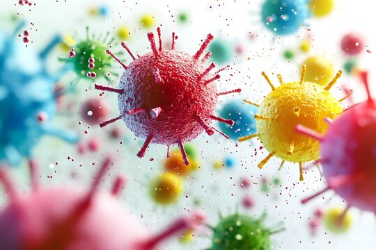 Microscopic Viruses & Bacteria &ndash; 3D Medical Illustration of Pathogens & Microbes