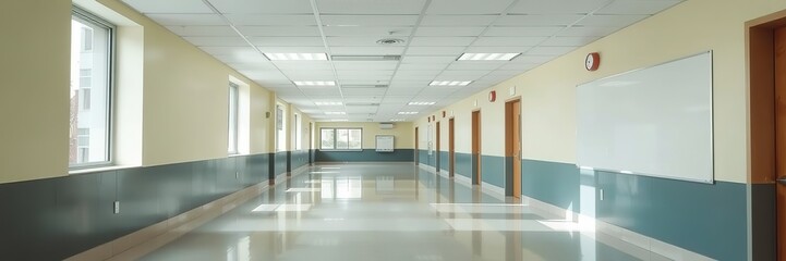 Modern School Corridor Mockup - Blank Space for Design