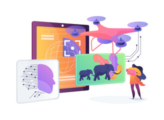 AI Environmental Monitoring Drones abstract concept vector illustration.