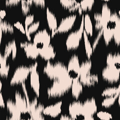 Abstract hand drawn flowers, seamless patterns embroidery ethnic style with floral for fabric, textiles, packaging, wallpaper, backgrounds. Modern print in black and white. Vector illustration.