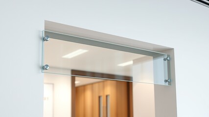 Blank Glass Nameplate Mockup for Office Entrance Signage