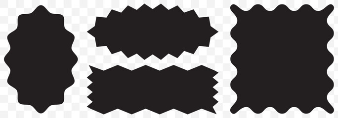 Wavy Edge Rectangle Shapes Icon Set on Transparent Background. EPS 10.