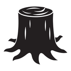 Tree stump black silhouette vector, Tree stump icon on white background