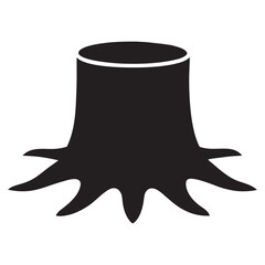 Tree stump black silhouette vector, Tree stump icon on white background