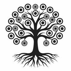 Obraz premium Abstract Tree with Circular Leaves Logo Design.