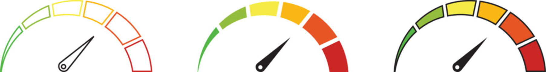 Speed Indicator Icons: Auto Speedometer & Time Concept Vectors
