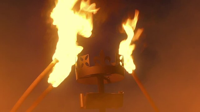 Fire Beacon Is Lit In Thick Mist