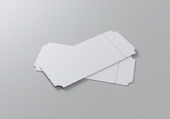 Blank Tickets on Grey: Two pristine blank tickets arranged, offering a sense of anticipation and opportunity. Perfect for events, travel, or any experience awaiting.