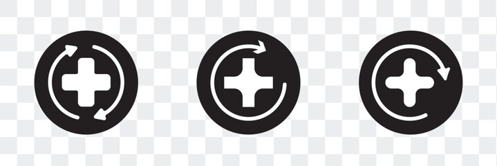 Health recovery icon in black and white stroke.