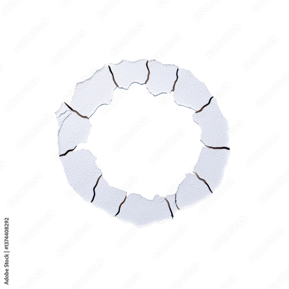 Poster abstract circular design with cracks on a dark background.