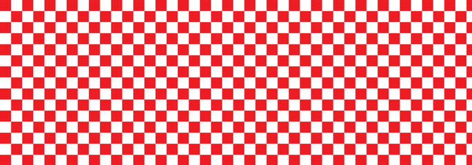 red and white chess board. Red and white checkerboard pattern background. Classic checkered race flag car finish line or start line. Flat vector illustration isolated on white background. Eps 10.