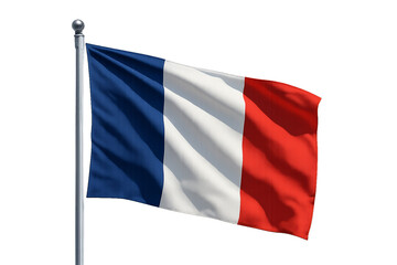Französische Flagge flattert in einem luftigen Himmel und symbolisiert Patriotismus und nationale Identität