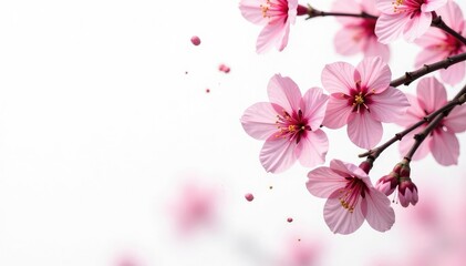 Fototapeta premium Intricate sakura branch pattern, white background, close-up detail , spring, textile, graphic