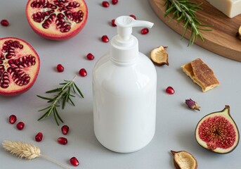 Pomegranate, Soap and Fig: A fresh, clean scene of beauty, skincare, wellness, pomegranate,soap, and fig. Capturing the essence of natural, organic ingredients and products.