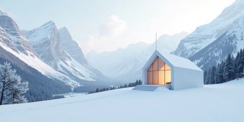 Serene Minimalist Mountain Retreat A Modern Architectural Haven in a Winter Wonderland