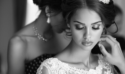 Obraz premium A woman with long hair and a white dress